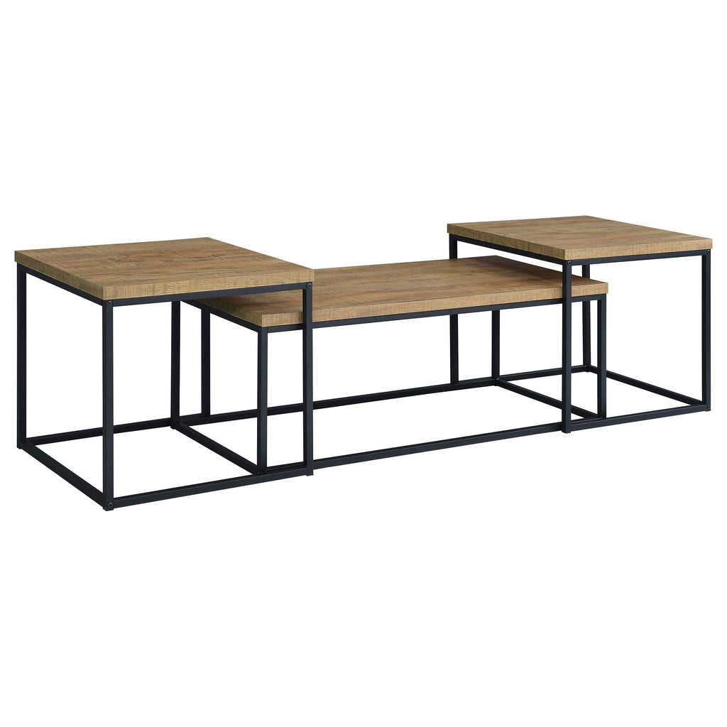 Straden 3-piece Engineered Wood Coffee Table Set Mango and Black