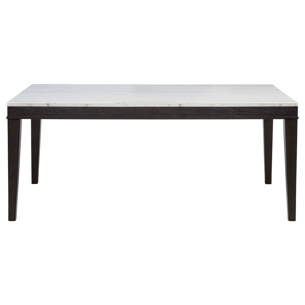 Averill 7-piece White Marble Top Dining Set Dark Grey and Coffee Bean