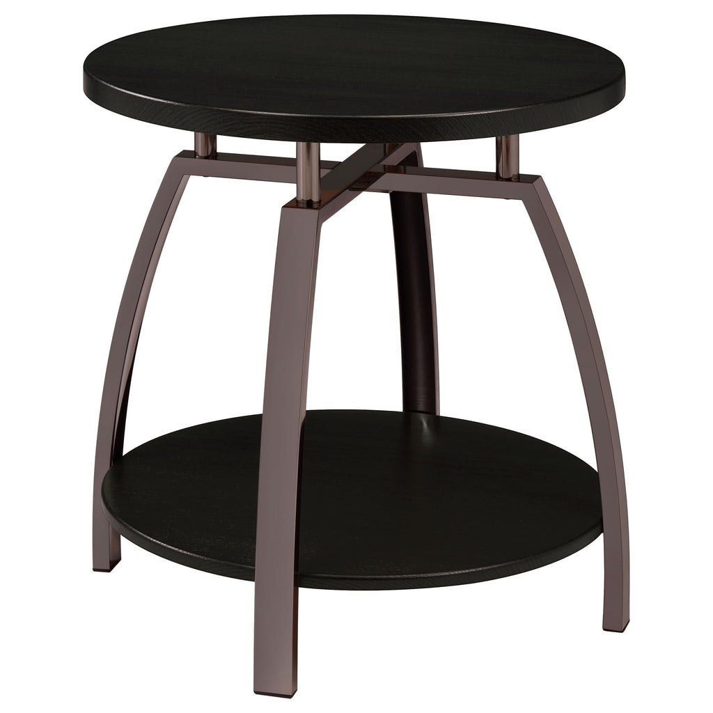 Dacre Round Engineered Wood Top Coffee Table Dark Charcoal
