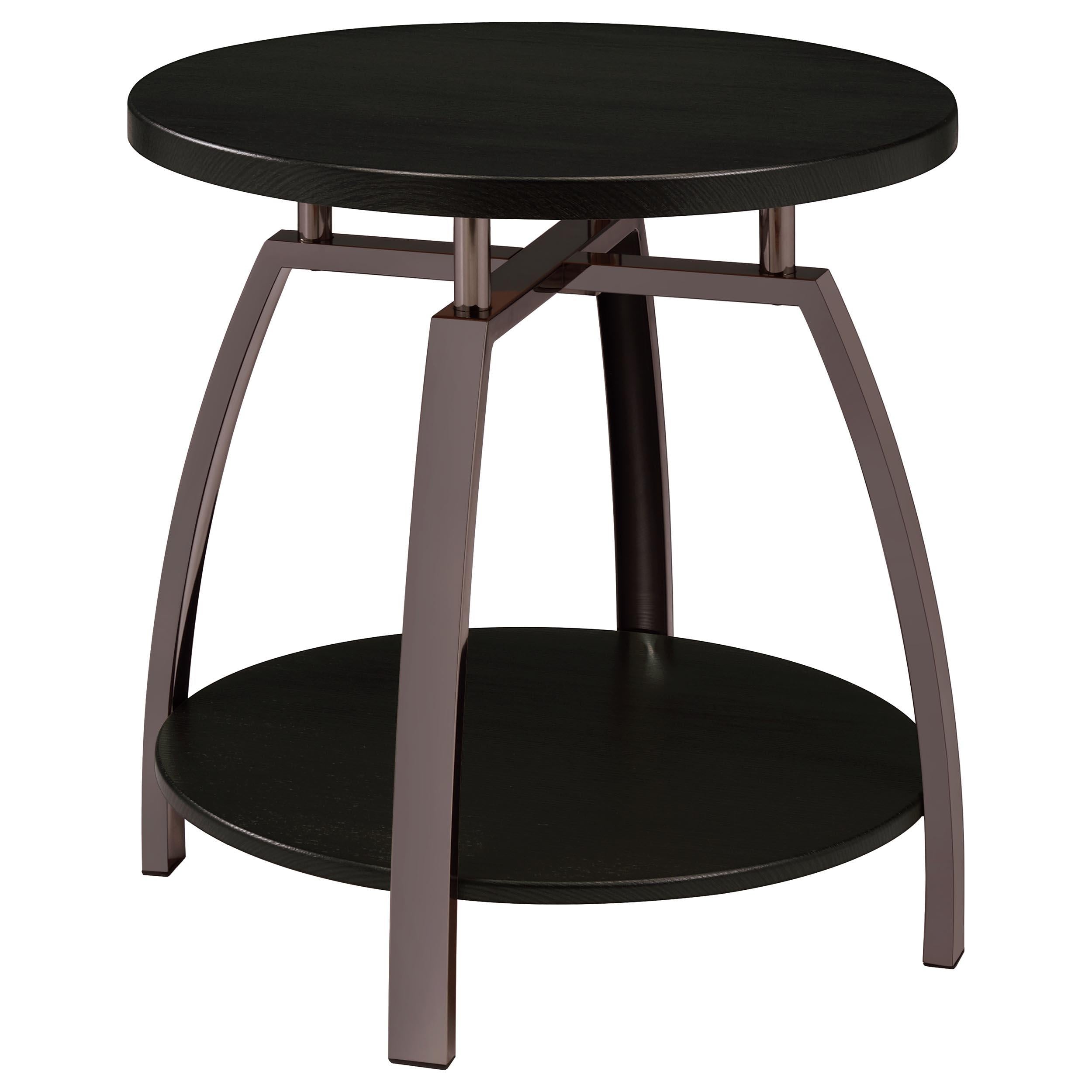 Dacre Round Engineered Wood Top Coffee Table Dark Charcoal