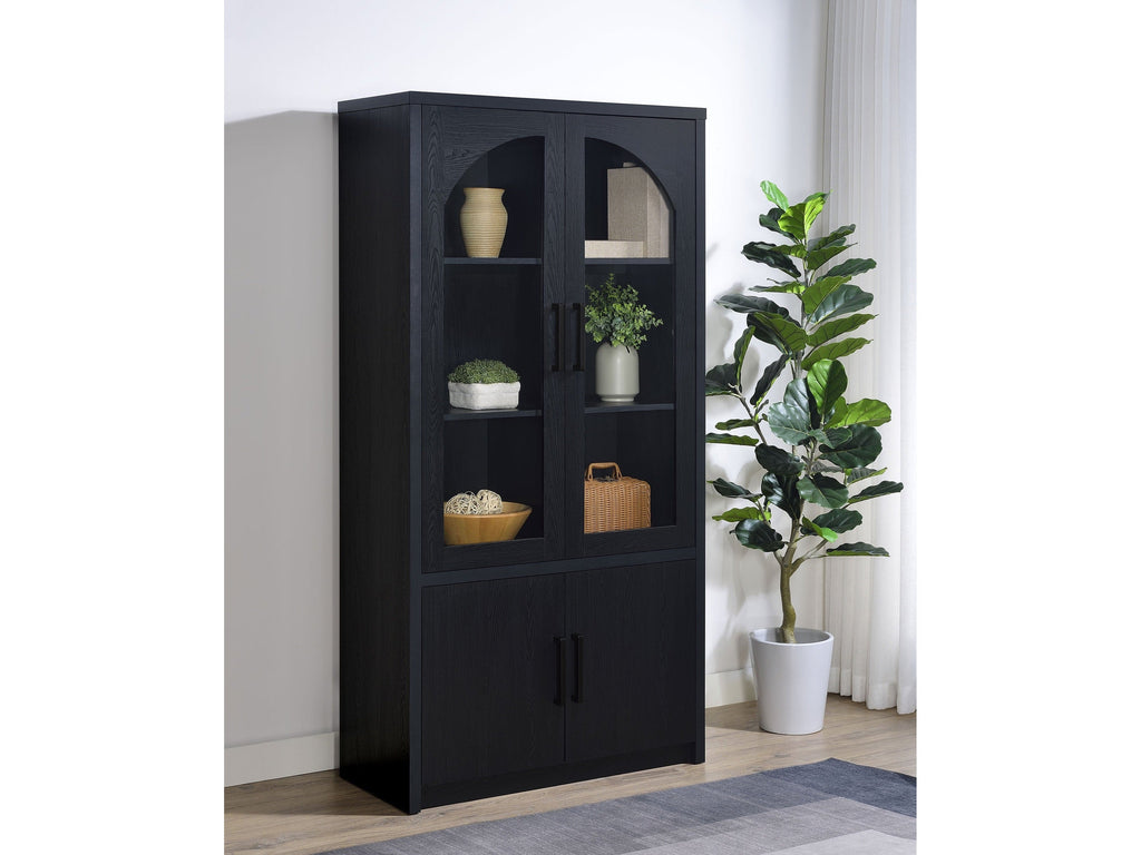 Riva 4-door Tall Accent Display Cabinet LED Lighting Black