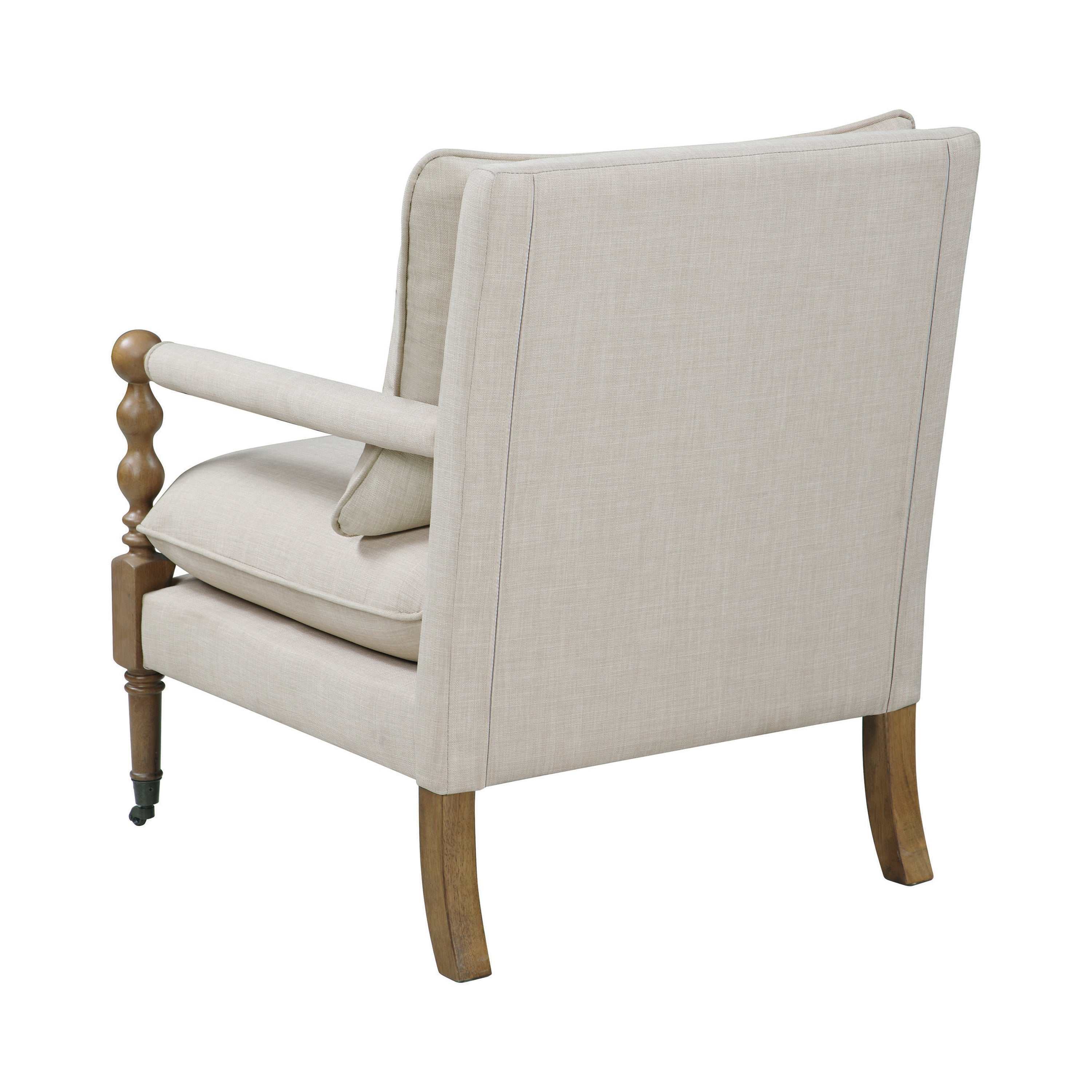 Dempsy Upholstered Accent Chair with Casters Beige