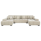 Cannella U-Shaped Double Chaise Upholstered Sectional Sofa Beige