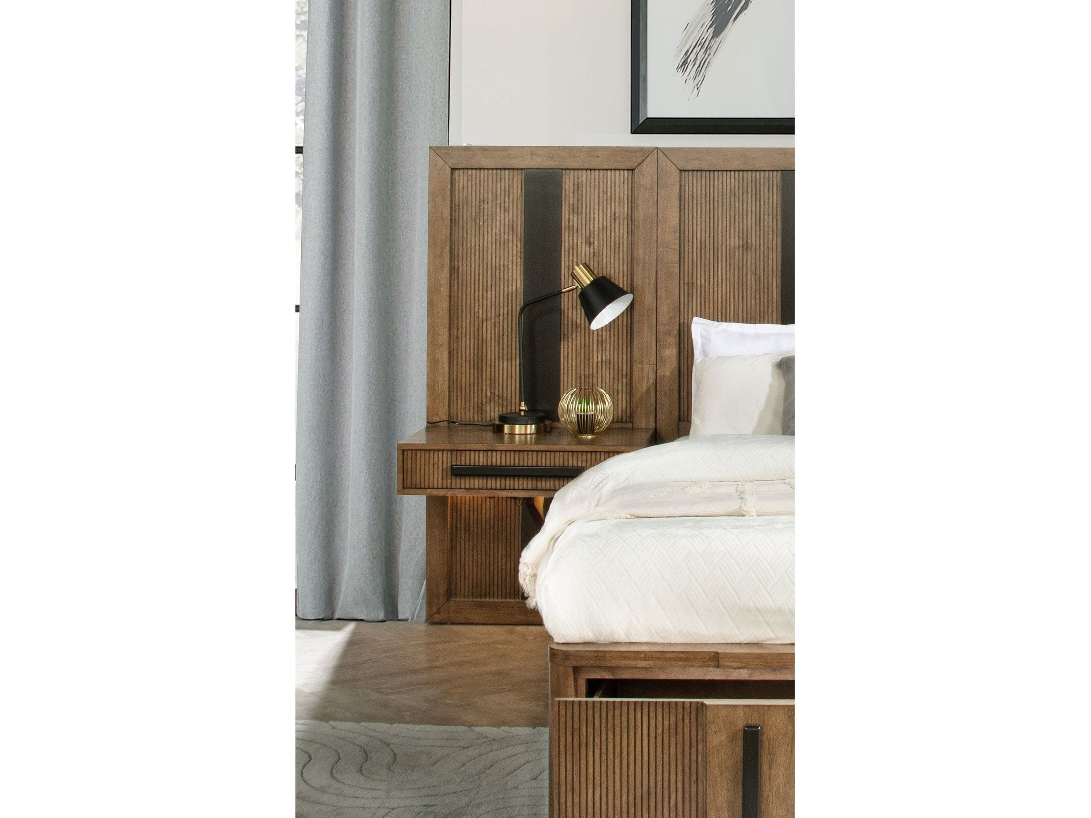 Terrace 2-piece Wall Panel with Nightstand Set Ash Brown