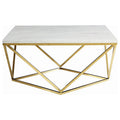 Meryl Square Faux Marble Top Coffee Table White and Gold - 700846
