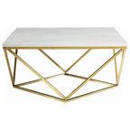 Meryl Square Faux Marble Top Coffee Table White and Gold - 700846