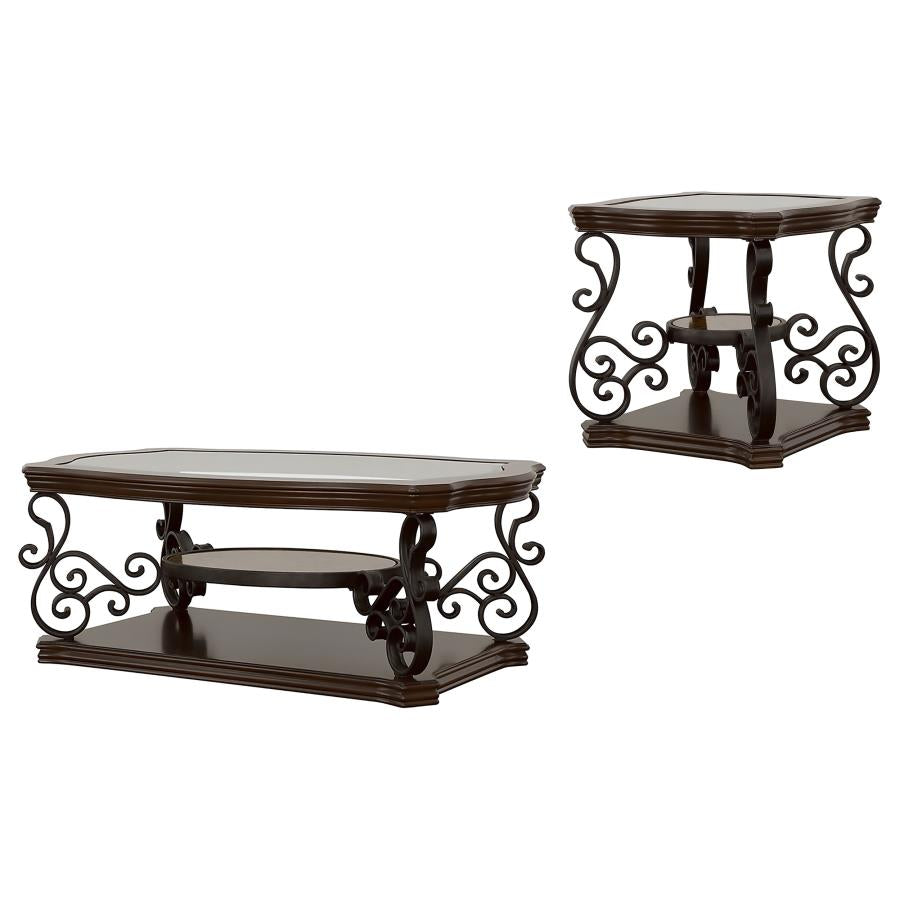 Laney 1-shelf Glass Top Rectangular Coffee Table Deep Merlot