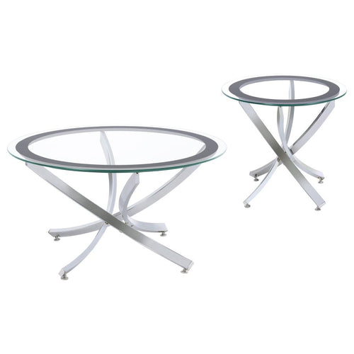 Brooke Round Glass Top Coffee Table Metal Base Chrome
