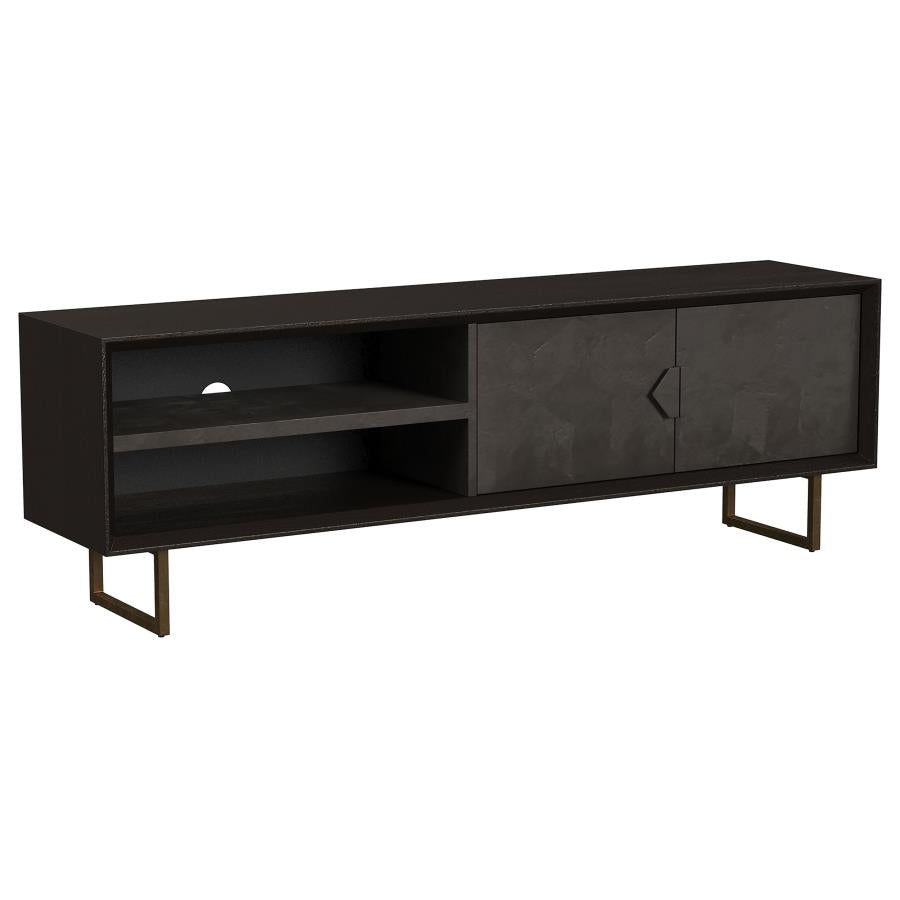Marsden 2-door Mango Wood 70-inch TV Stand Charcoal Black - 703003