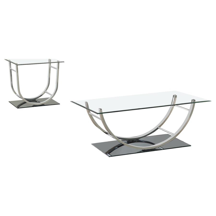 Danville Rectangular U-Shaped Glass Top Coffee Table Chrome