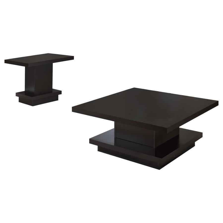 Reston Square Engineered Wood Coffee Table with Casters Cappuccino