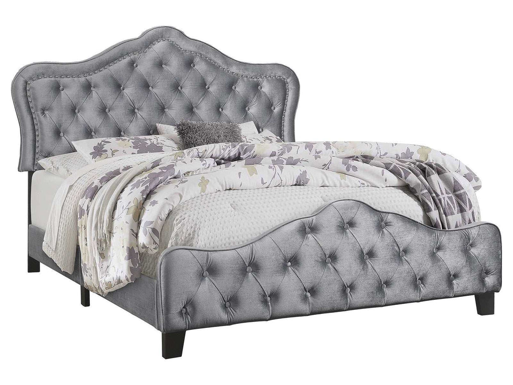 Bella Upholstered Eastern King Panel Bed Grey