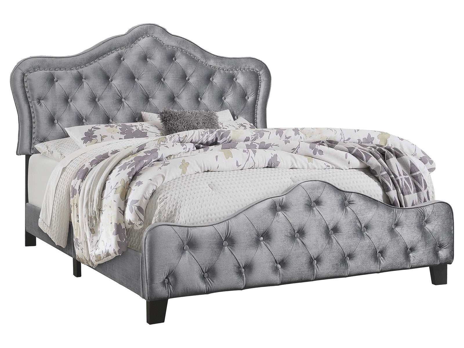 Bella Upholstered Eastern King Panel Bed Grey