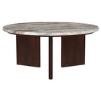 Jenna 35-inch Round Marble Top Cocktail Coffee Table Brown