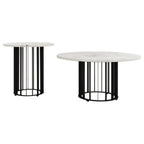 Haven Round Genuine White Marble Top Coffee Table Black