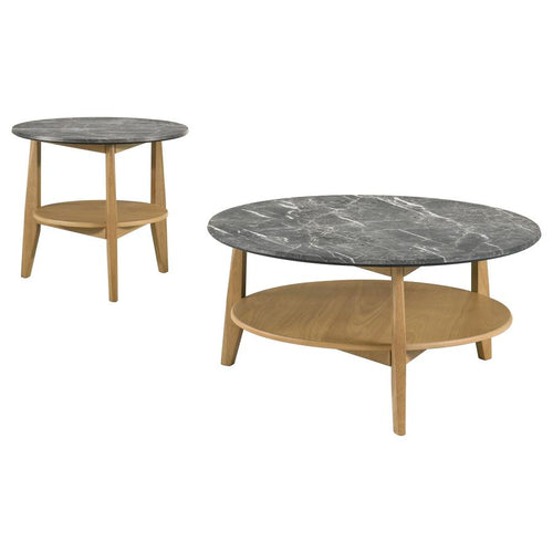 Bradley Round SmartTop Cocktail Coffee Table Grey and Natural