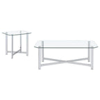 Cronin Rectangular Tempered Glass Top Cocktail Coffee Table Chrome
