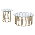 Monett Round Glass Top Coffee Table Chocolate Chrome