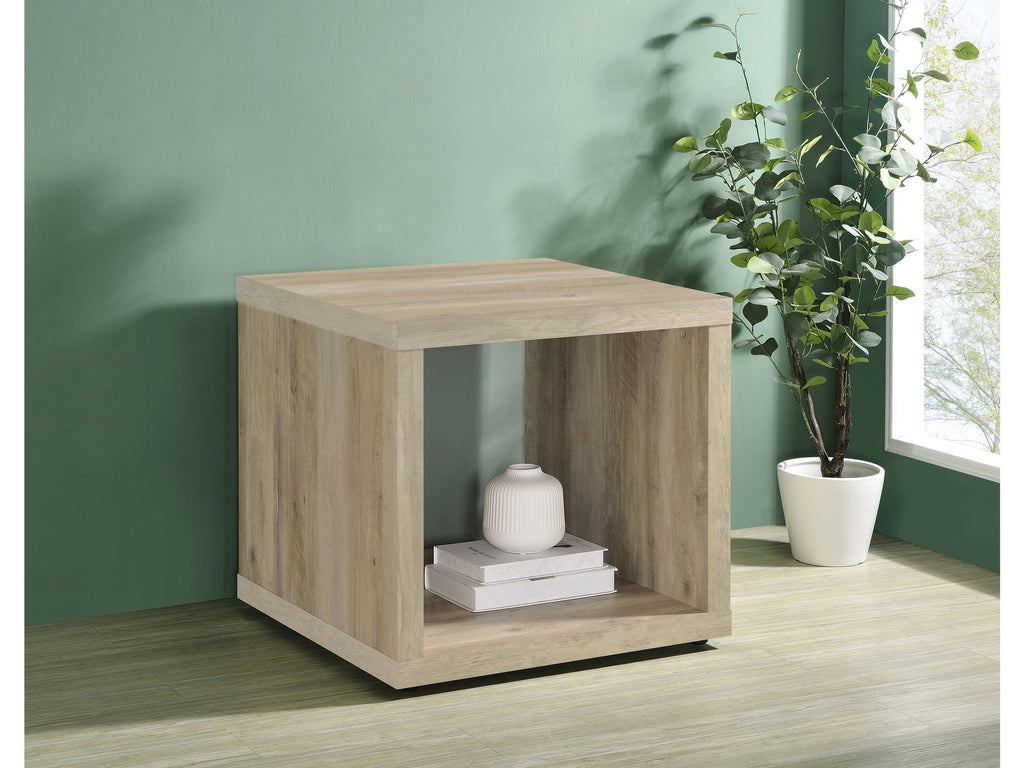 Frisco Square Engineered Wood Side End Table Distressed Pine