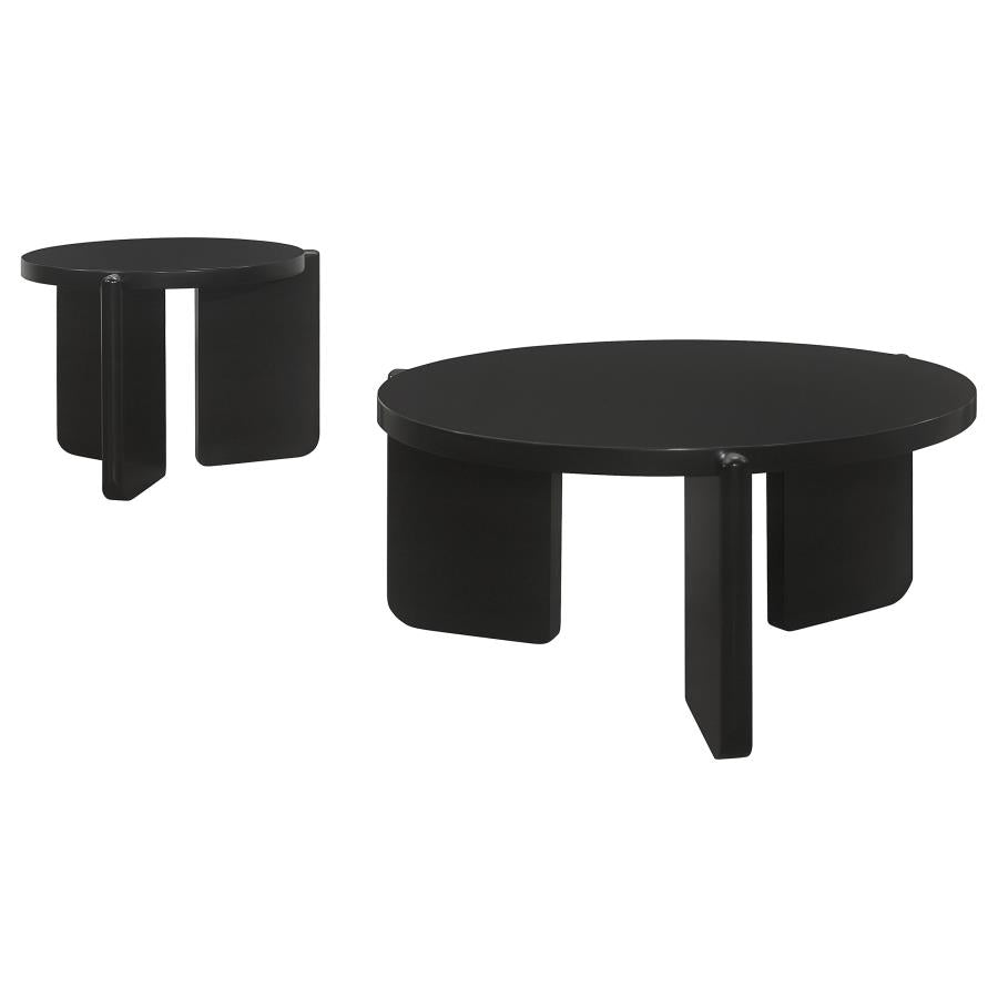 Cordova Round Solid Wood Coffee Table Black