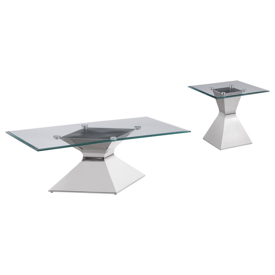 Jenny Glass Top Stainless Steel Coffee Table Chrome