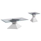 Jenny Glass Top Stainless Steel Coffee Table Chrome