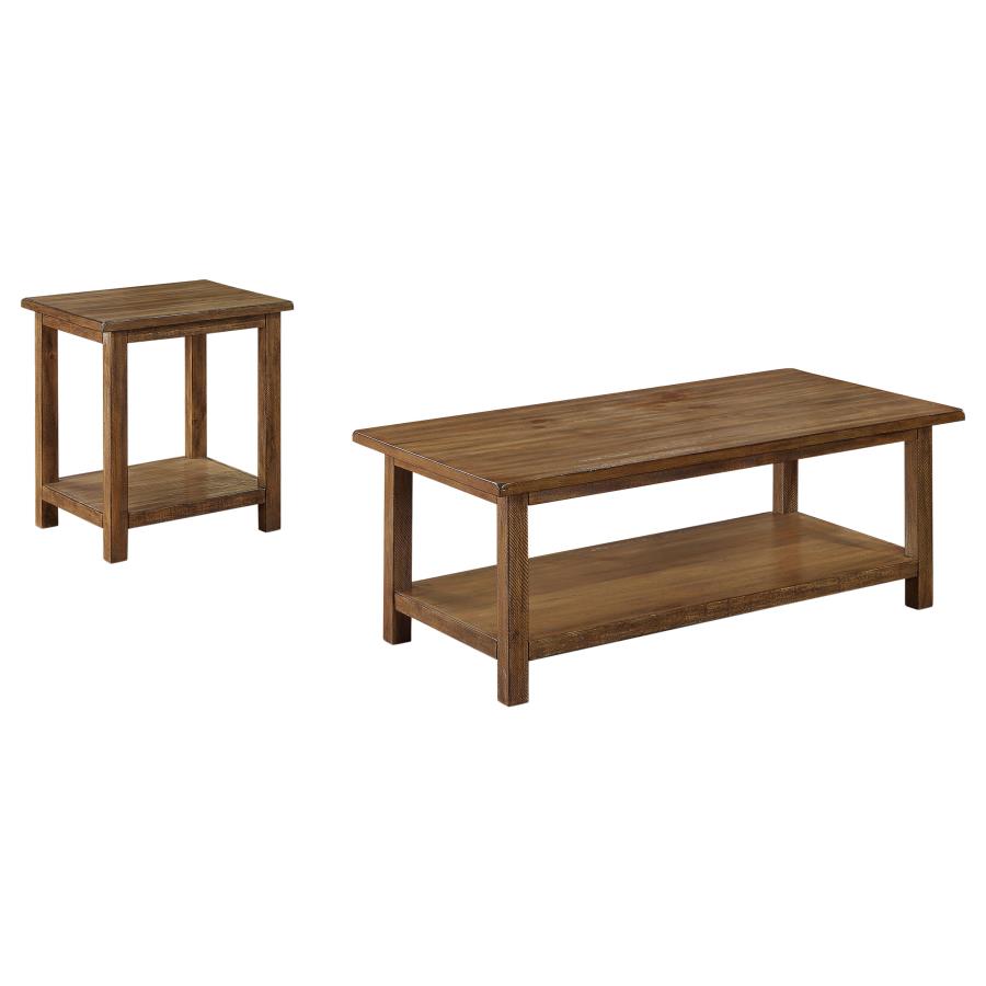 Payne Wood Coffee Table with Shelf Distressed Brown