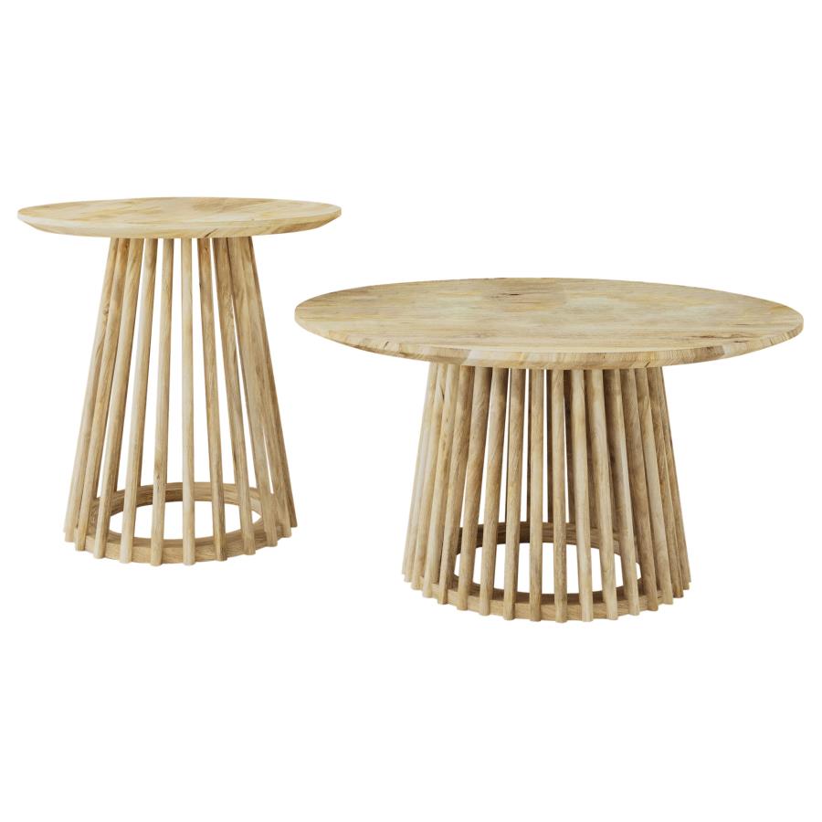 Touhy Round Solid Wood Cocktail Coffee Table Natural Mango