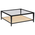 Amherst Glass Top Metal with Cane Shelf Coffee Table Black - 710658