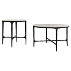 Hermas Round Genuine Marble Top Metal Coffee Table White