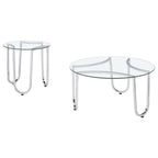 Beller Round Tempered Glass Top Cocktail Coffee Table Chrome