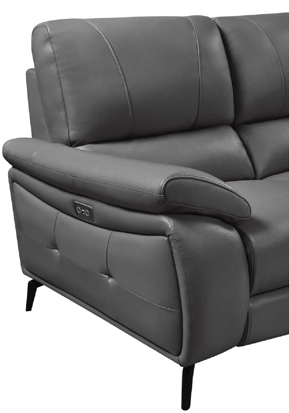 ESF Furniture - 2934 Sofa w/ 2 Electric Recliner in Dark Grey - 29343DARK GREY