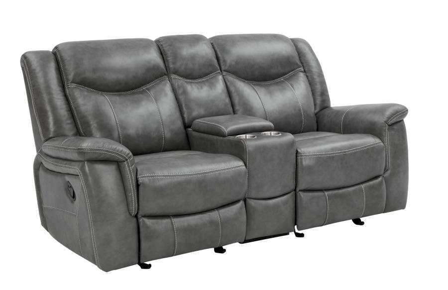 Conrad 3-piece Upholstered Padded Arm Motion Sofa Set Grey