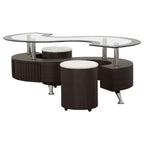 Delange Cappuccino & White 3pc Coffee Table & Stools Set