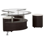 Delange Cappuccino & White 3pc Coffee Table & Stools Set