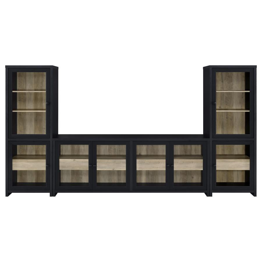 Denison 79-inch 4-door TV Stand Media Console Black