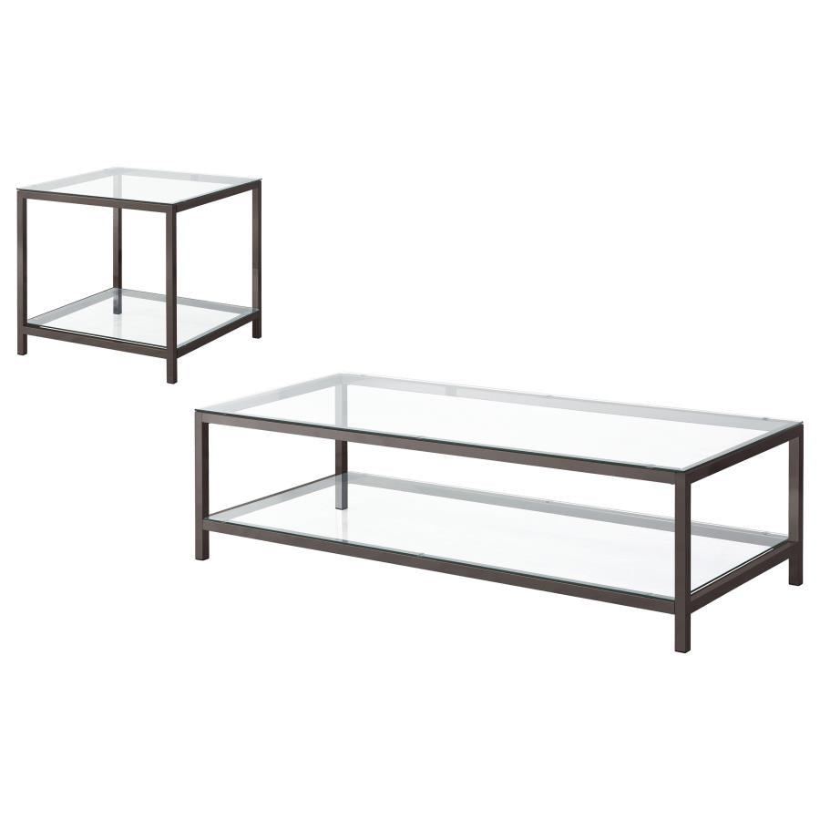 Trini 1-shelf Glass Top Coffee Table Black Nickel