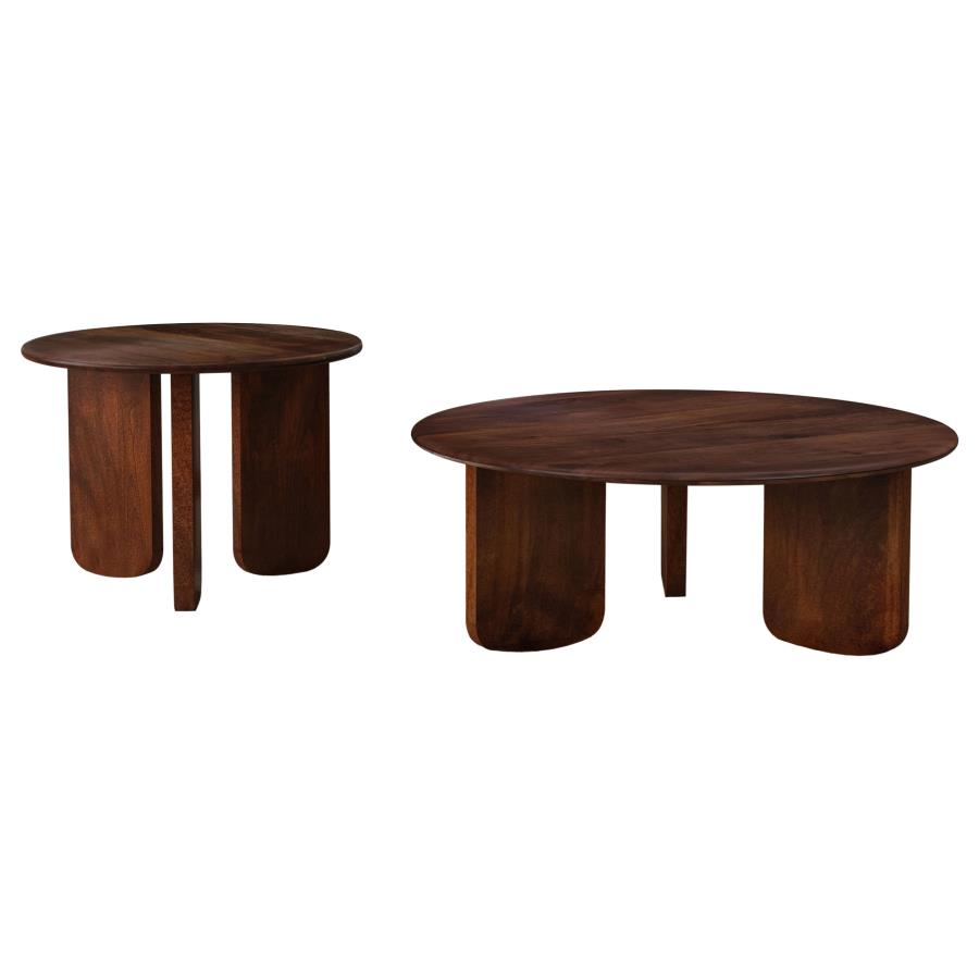 Dale Round Solid Mango Wood Coffee Table Brown