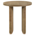 Adina Distressed Light Brown Round Wood Side End Table