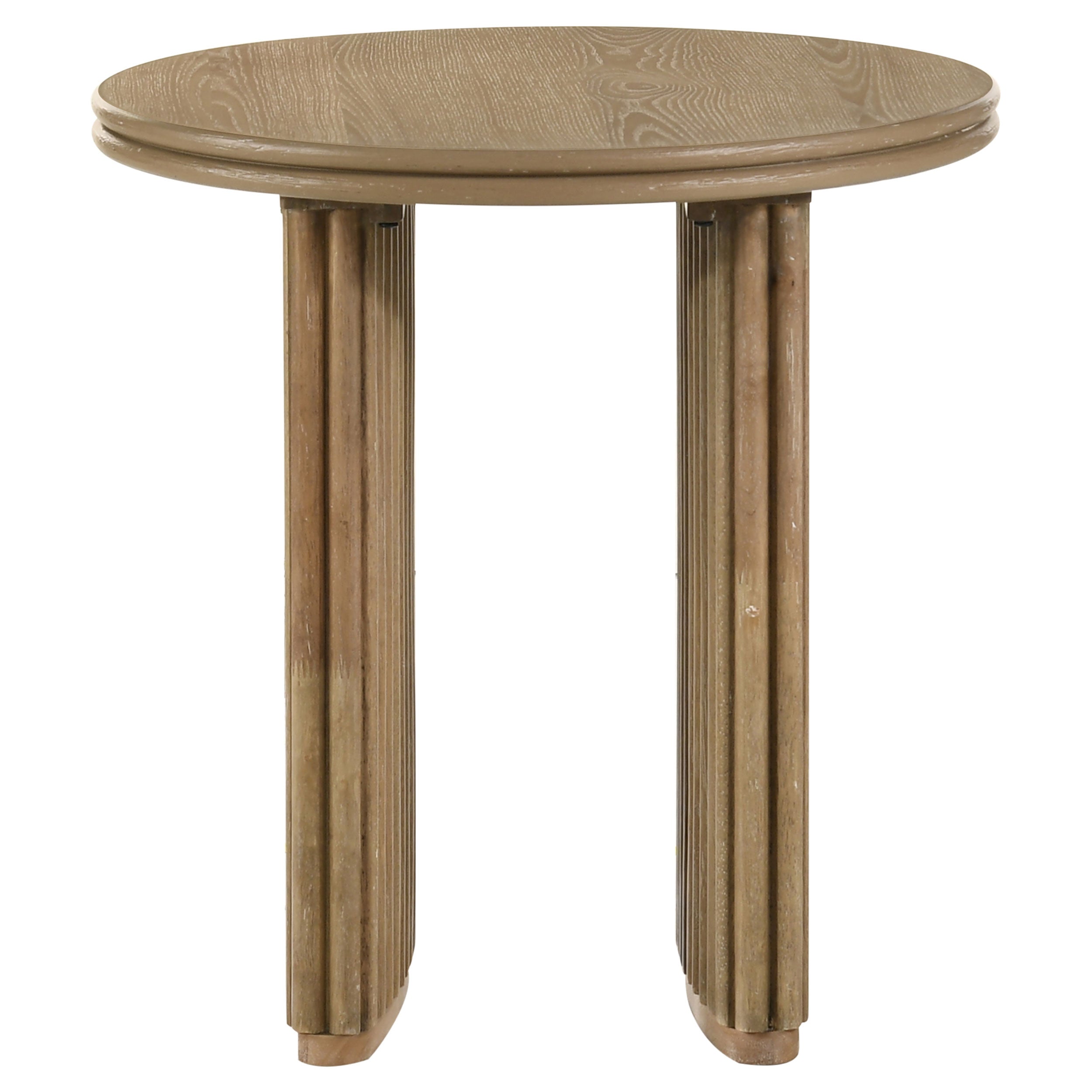 Adina Distressed Light Brown Round Wood Side End Table