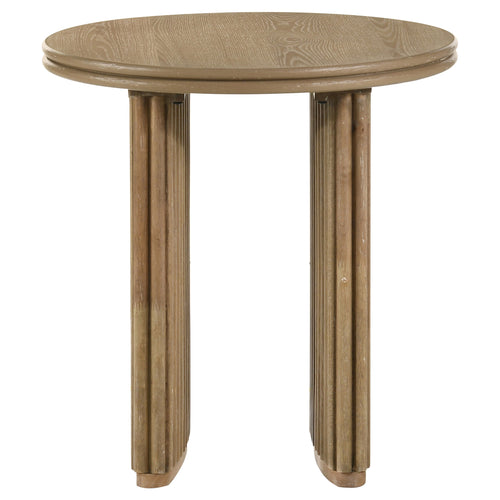 Adina Distressed Light Brown Round Wood Side End Table