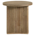 Adina Distressed Light Brown Round Wood Side End Table
