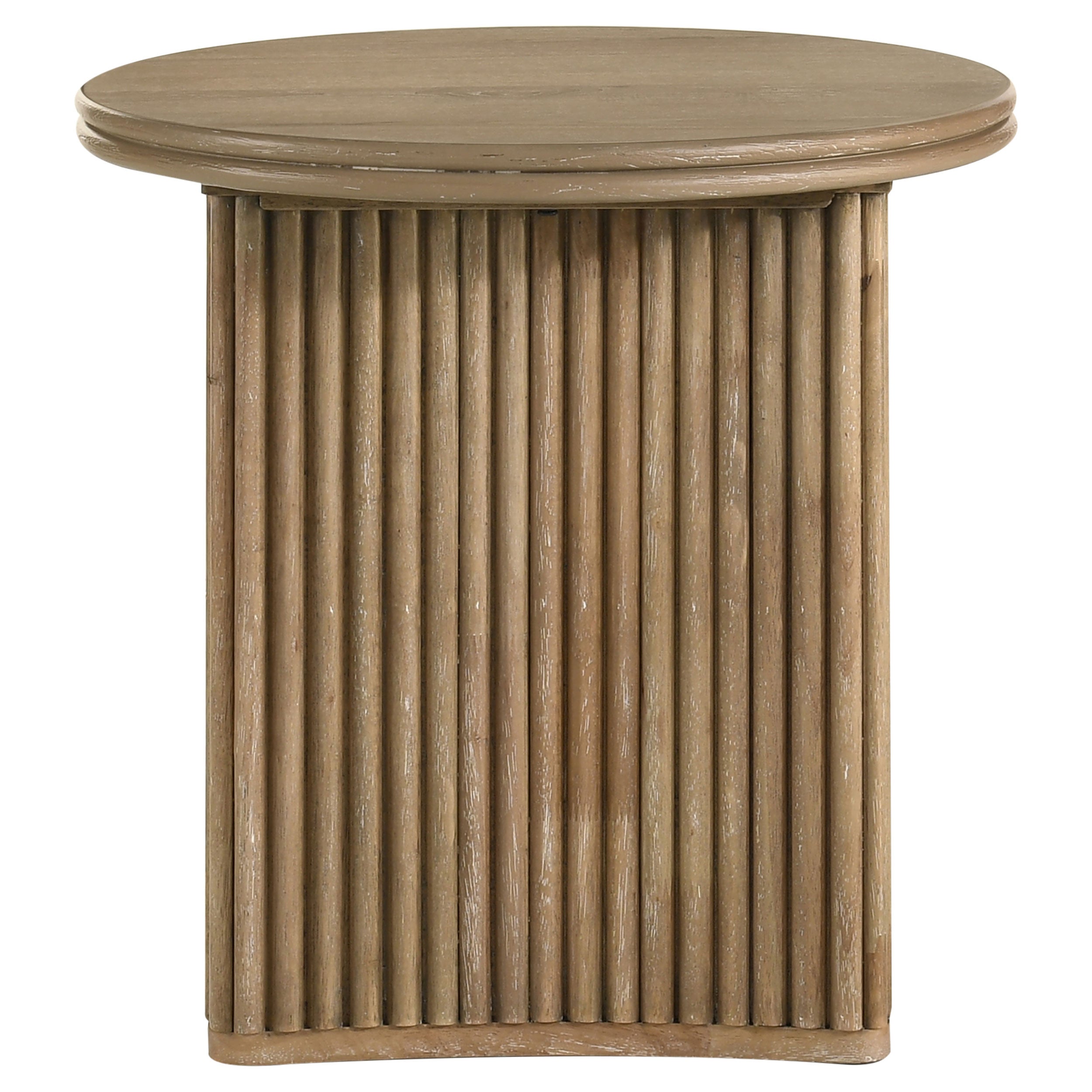 Adina Distressed Light Brown Round Wood Side End Table