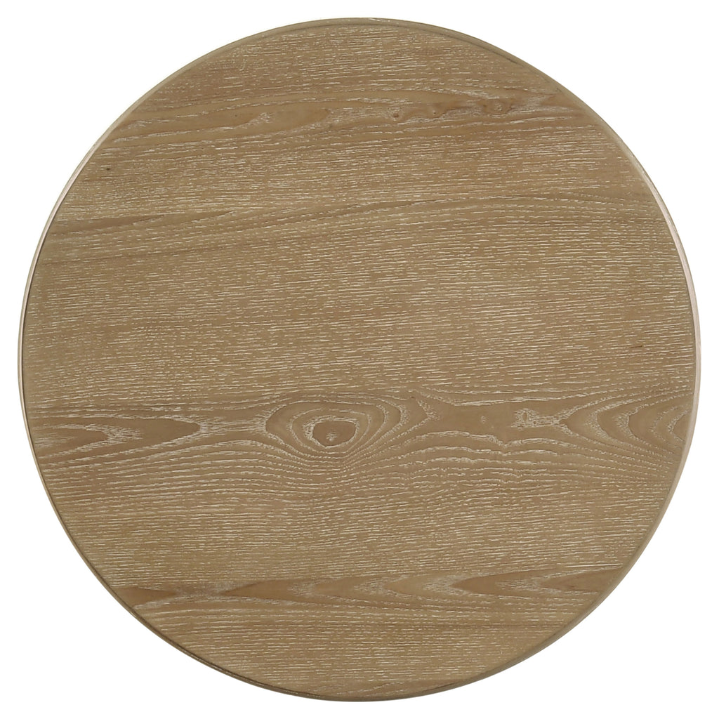 Adina Distressed Light Brown Round Wood Side End Table
