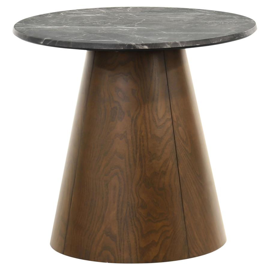 Franklin 36-inch Round Pedestal Coffee Table Grey and Dark Brown