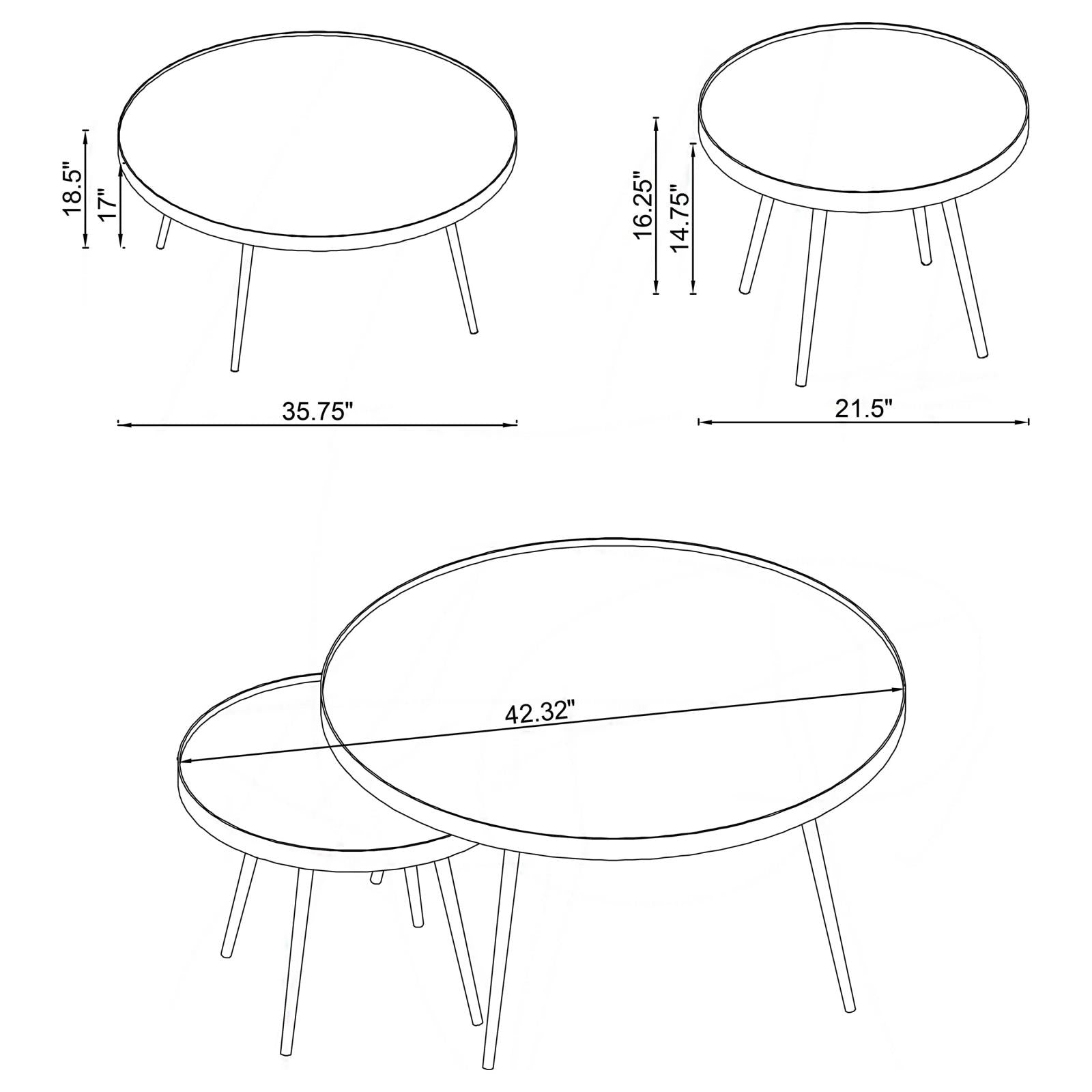 Kaelyn Mirror & Gold Nesting Coffee Table  / 2pc