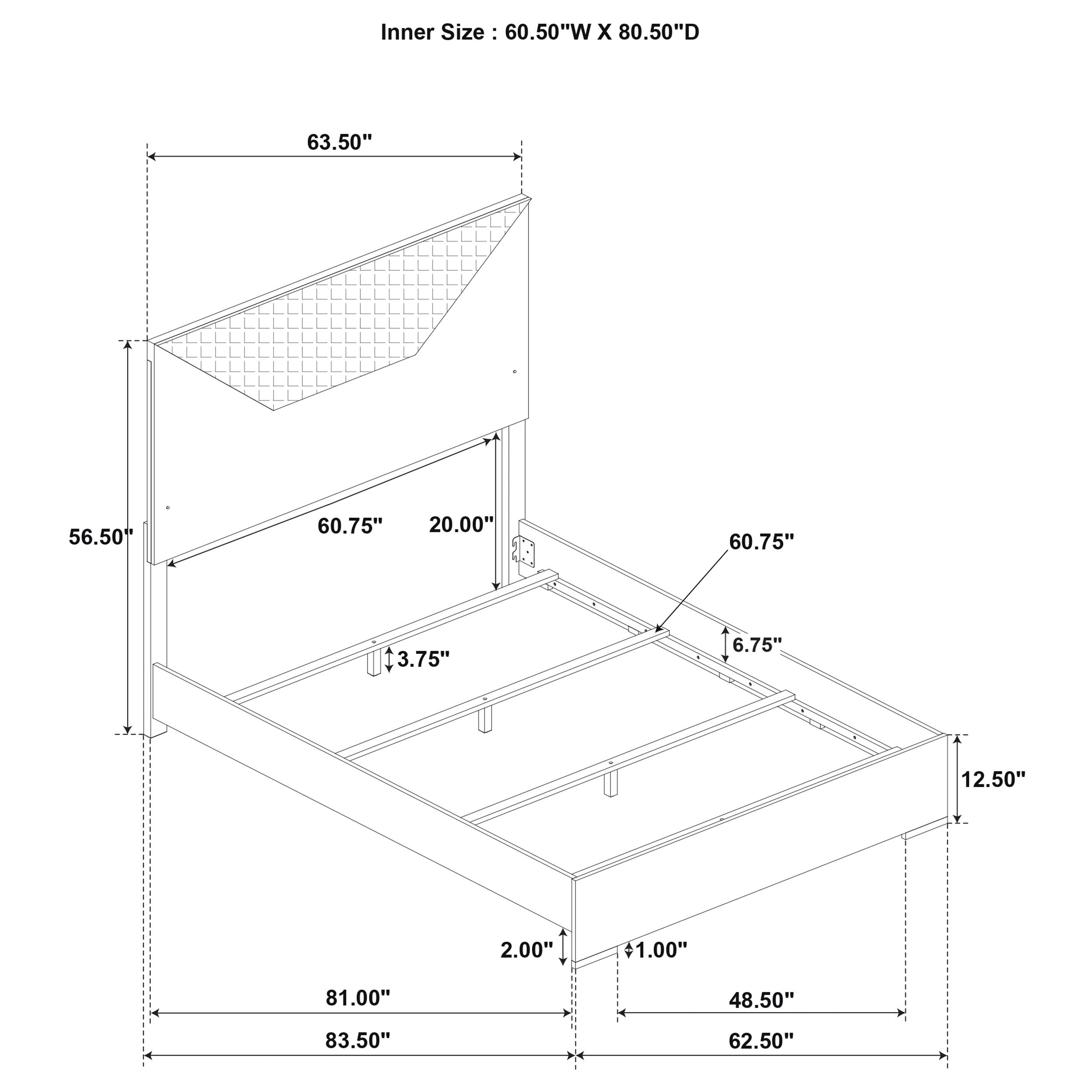 Ives Eastern King Panel Bed LED Headboard White High Gloss