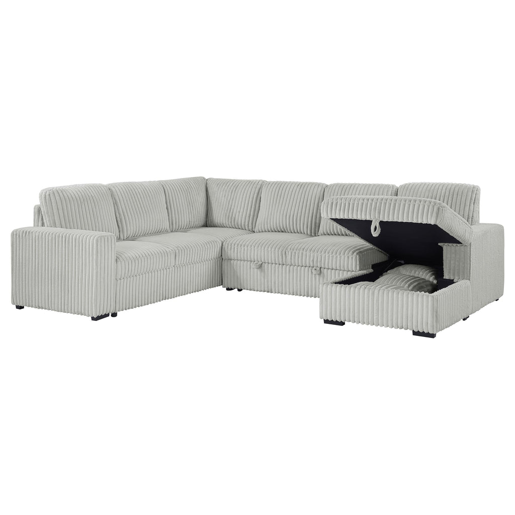 Devonshire Sleeper Sectional Sofa Storage Chaise Camel
