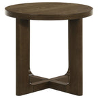 Kessler Round Sculptural Wood End Table Brown