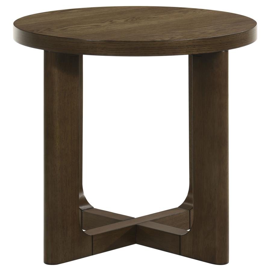 Kessler Round Sculptural Wood Coffee Table Brown